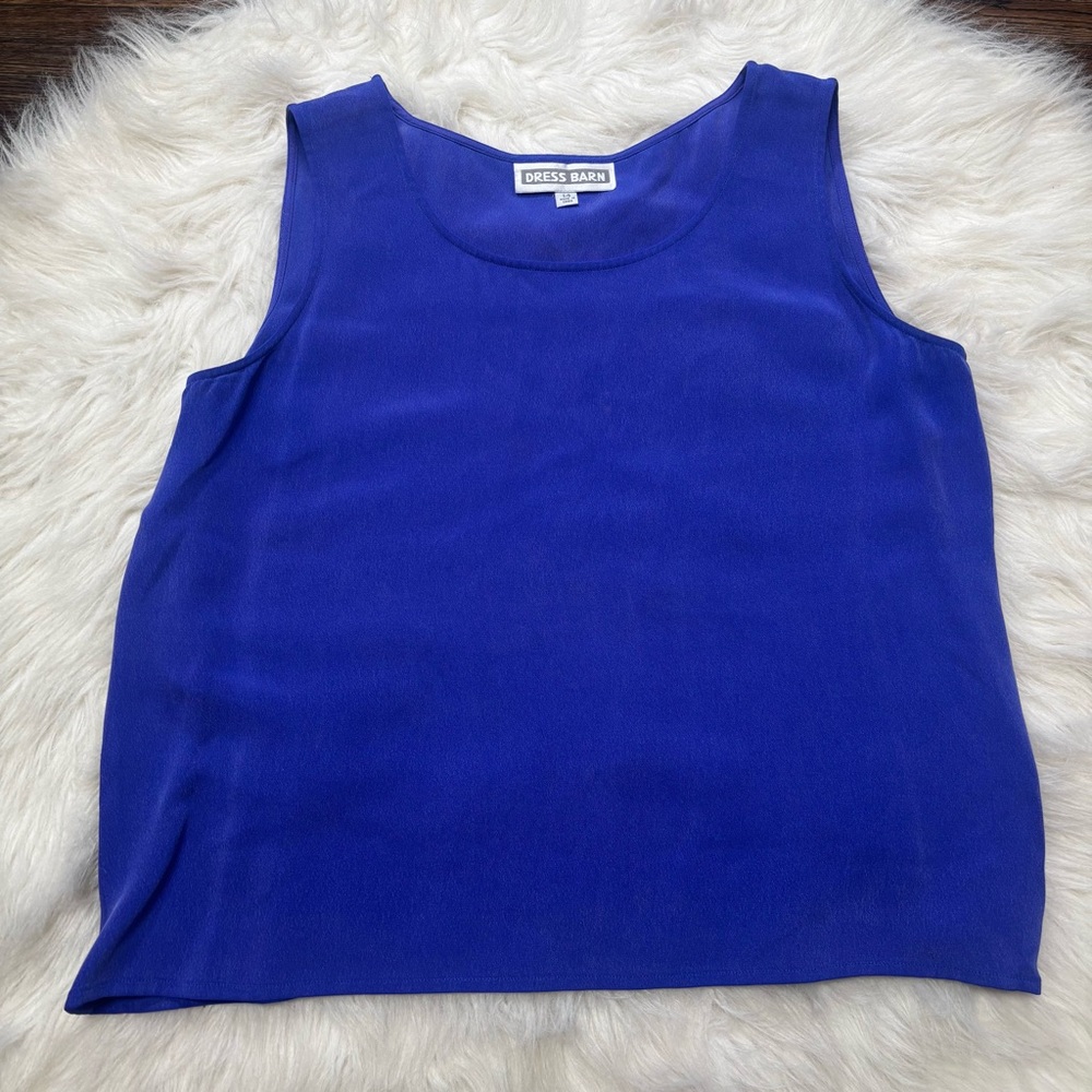 Vintage Dress Barn 100% Silk Indigo Tank Top size Women’s 14